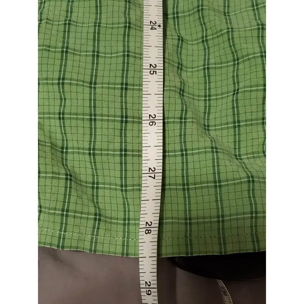 The North Face Mens M Green Plaid Short Sleeve Button Shirt Outdoor Hiking